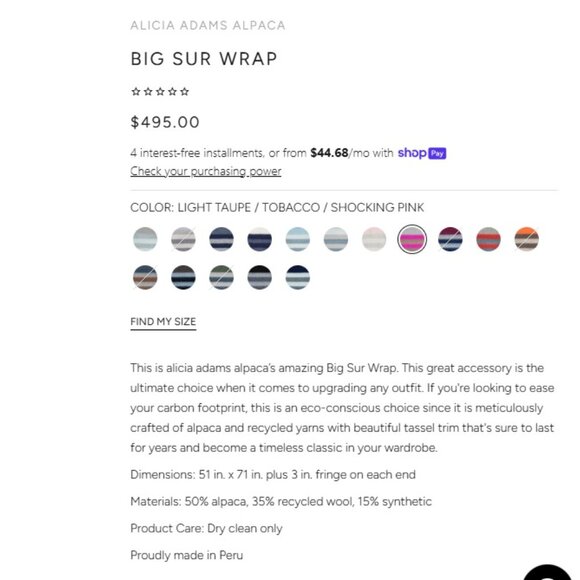 NEW alicia adams alpaca Big Sur Wrap Throw Blanket RETAIL $495 - Picture 5 of 16